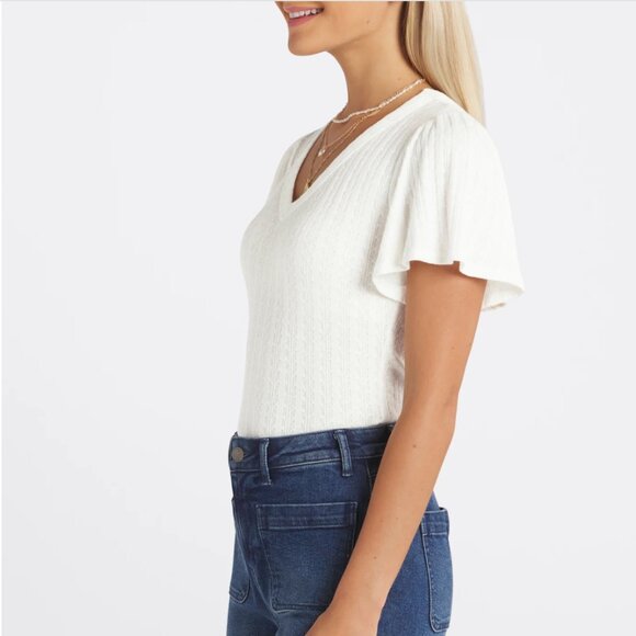 NWT - Lush - Cressida Flutter Sleeve Tee - Picture 3 of 6